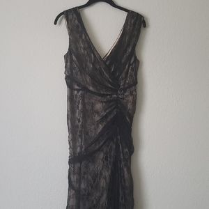 Black Lace Floor Length Evening Dress